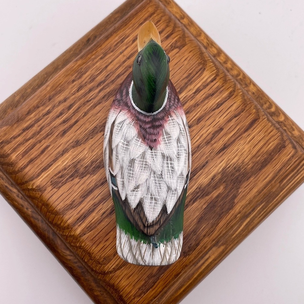 Wooden Trinket Box Duck Mallard Figurine Lid Keepsake Jewelry Storage - Picture 10 of 10